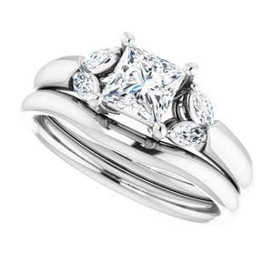 Rings 14K White 5 mm Square Engagement Ring Mounting