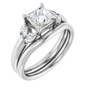 Rings 14K White 5.5 mm Square Engagement Ring Mounting
