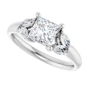Rings 14K White 5.5 mm Square Engagement Ring Mounting