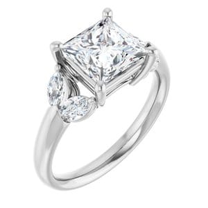 Rings 14K White 7 mm Square Engagement Ring Mounting