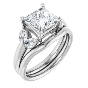 Rings 14K White 7 mm Square Engagement Ring Mounting