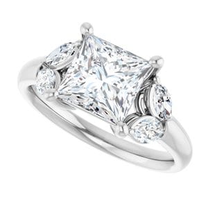 Rings 14K White 7 mm Square Engagement Ring Mounting