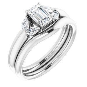 Rings 14K White 6x4 mm Emerald Engagement Ring Mounting