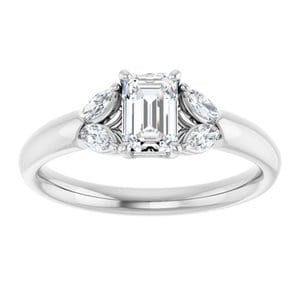 Rings 14K White 6x4 mm Emerald Engagement Ring Mounting