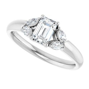 Rings 14K White 6x4 mm Emerald Engagement Ring Mounting