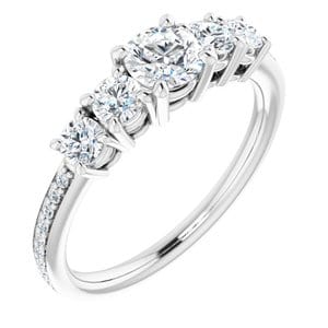 Rings 14K White 4.8 mm Round Engagement Ring Mounting