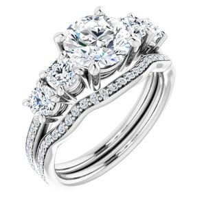 Rings 14K White 7.4 mm Round Engagement Ring Mounting