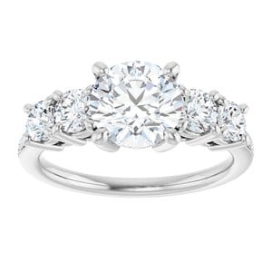 Rings 14K White 7.4 mm Round Engagement Ring Mounting