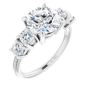Rings 14K White 8.8 mm Round Engagement Ring Mounting