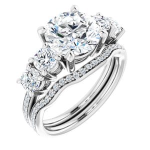 Rings 14K White 8.8 mm Round Engagement Ring Mounting