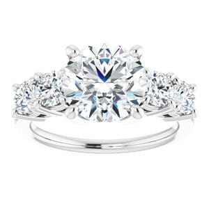 Rings 14K White 8.8 mm Round Engagement Ring Mounting