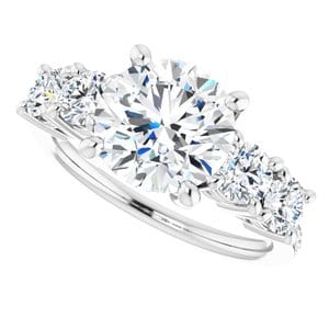 Rings 14K White 8.8 mm Round Engagement Ring Mounting