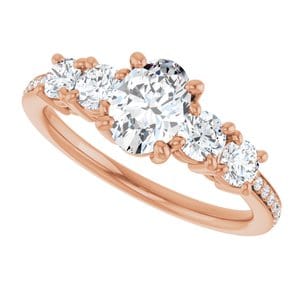 Rings 14K Rose 7x5 mm Oval Engagement Ring Mounting