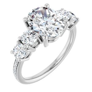 Rings 14K White 10x8 mm Oval Engagement Ring Mounting