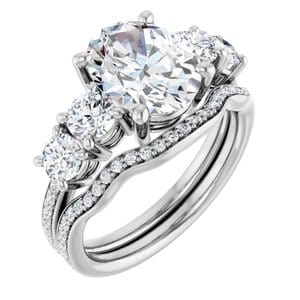 Rings 14K White 10x8 mm Oval Engagement Ring Mounting