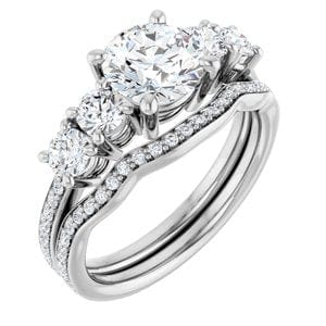 Rings 14K White 7 mm Round Engagement Ring Mounting