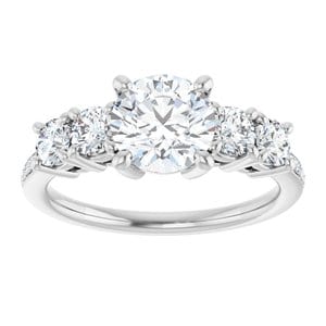 Rings 14K White 7 mm Round Engagement Ring Mounting