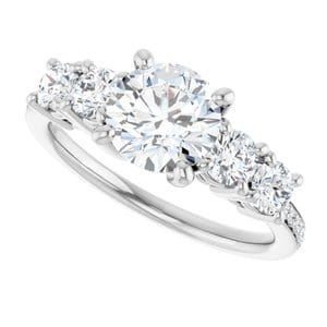 Rings 14K White 7 mm Round Engagement Ring Mounting