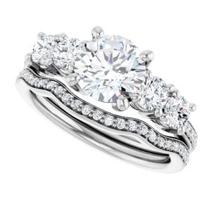 Rings 14K White 7 mm Round Engagement Ring Mounting