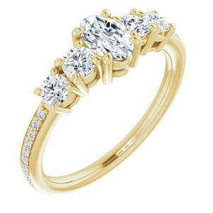 Rings 10K Yellow 6x4 mm Oval Engagement Ring Mounting