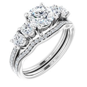 Rings 14K White 6.5 mm Round Engagement Ring Mounting