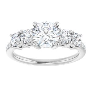 Rings 14K White 6.5 mm Round Engagement Ring Mounting