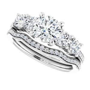 Rings 14K White 6.5 mm Round Engagement Ring Mounting