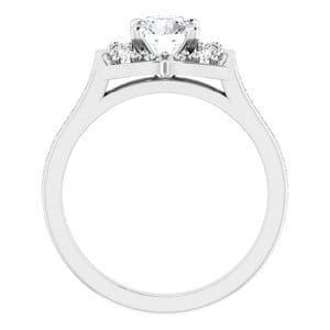 Rings 14K White 6 mm Round 3/8 CTW Natural Diamond Semi-Set Engagement Ring