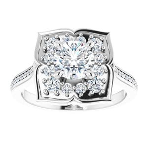 Rings 14K White 6 mm Round 3/8 CTW Natural Diamond Semi-Set Engagement Ring