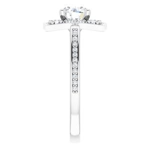 Rings 14K White 6 mm Round 3/8 CTW Natural Diamond Semi-Set Engagement Ring