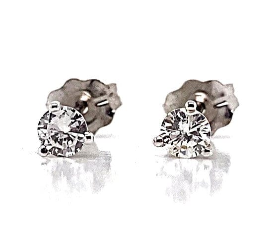 14K WHITE GOLD 1/4CT TW NATURAL DIAMOND ROUND BRILLIANT H-I/SI2 STUD EARRINGS IN MARTINI STYLE SETTINGS