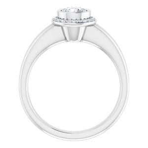 Rings 14K White 5.2 mm Round Bezel-Set Halo-Style Engagement Ring Mounting
