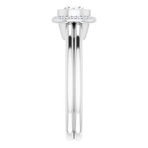 Rings 14K White 5.2 mm Round Bezel-Set Halo-Style Engagement Ring Mounting