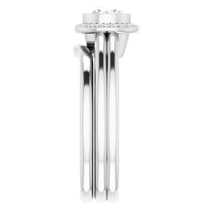 Rings 14K White 5.2 mm Round Bezel-Set Halo-Style Engagement Ring Mounting
