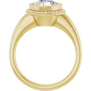 Rings 14K Yellow 8 mm Round Bezel-Set Halo-Style Engagement Ring Mounting