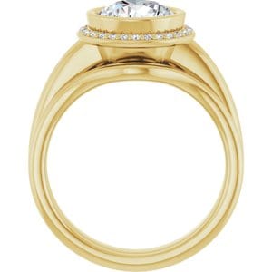 Rings 14K Yellow 8 mm Round Bezel-Set Halo-Style Engagement Ring Mounting