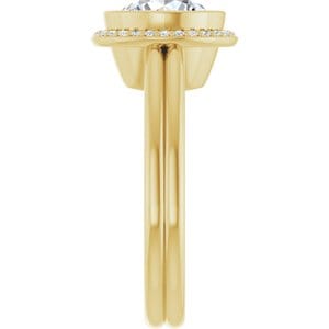 Rings 14K Yellow 8 mm Round Bezel-Set Halo-Style Engagement Ring Mounting