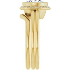 Rings 14K Yellow 8 mm Round Bezel-Set Halo-Style Engagement Ring Mounting