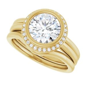 Rings 14K Yellow 8 mm Round Bezel-Set Halo-Style Engagement Ring Mounting