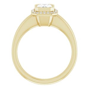 Rings 14K Yellow 7x5 mm Emerald Bezel-Set Halo-Style Engagement Ring Mounting