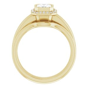 Rings 14K Yellow 7x5 mm Emerald Bezel-Set Halo-Style Engagement Ring Mounting