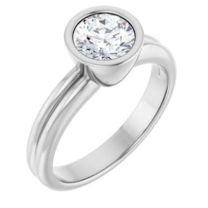 Rings 14K White 6.5 mm Round Engagement Ring Mounting
