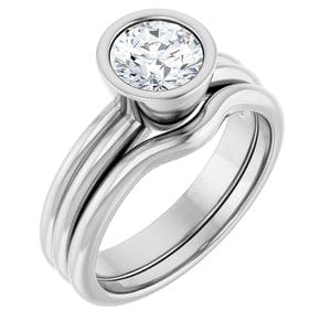 Rings 14K White 6.5 mm Round Engagement Ring Mounting
