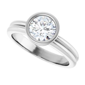 Rings 14K White 6.5 mm Round Engagement Ring Mounting