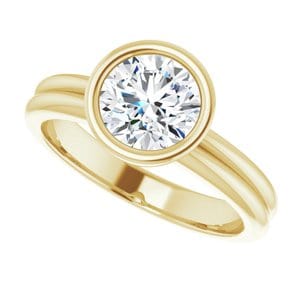 Rings 14K Yellow 7 mm Round Engagement Ring Mounting