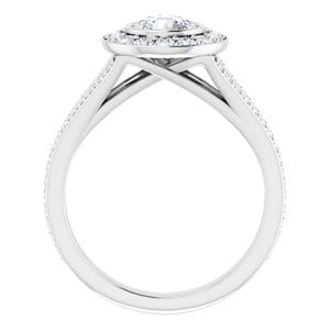 Rings 14K White 5.8 mm Round Bezel-Set Halo-Style Engagement Ring Mounting