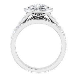 Rings 14K White 5.8 mm Round Bezel-Set Halo-Style Engagement Ring Mounting
