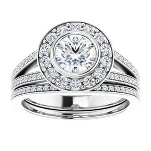 Rings 14K White 5.8 mm Round Bezel-Set Halo-Style Engagement Ring Mounting