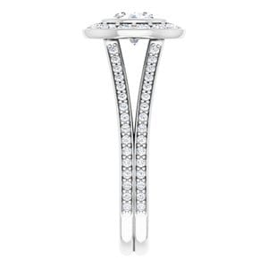 Rings 14K White 5.8 mm Round Bezel-Set Halo-Style Engagement Ring Mounting