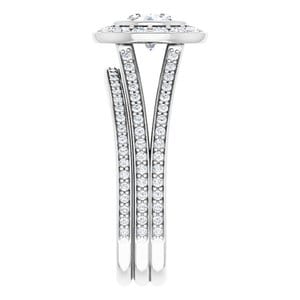 Rings 14K White 5.8 mm Round Bezel-Set Halo-Style Engagement Ring Mounting